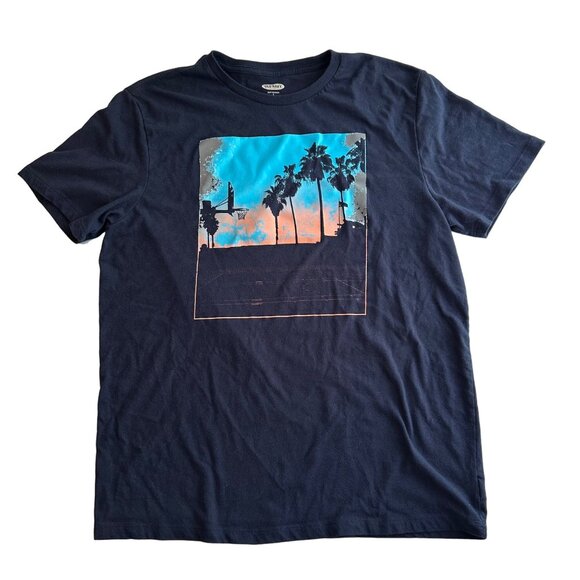 Old Navy Blue Short Sleeve Graphic Tee T-shirt Mens Large - Picture 1 of 9